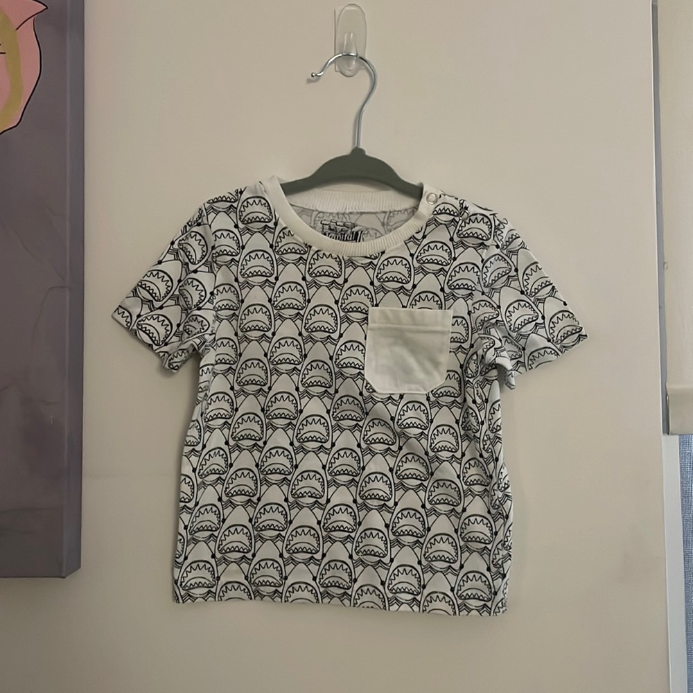 12 months White T-Shirt with Black design.
